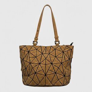NWOT Cork Bag Double Strap Crossbody Tan Black Geometric